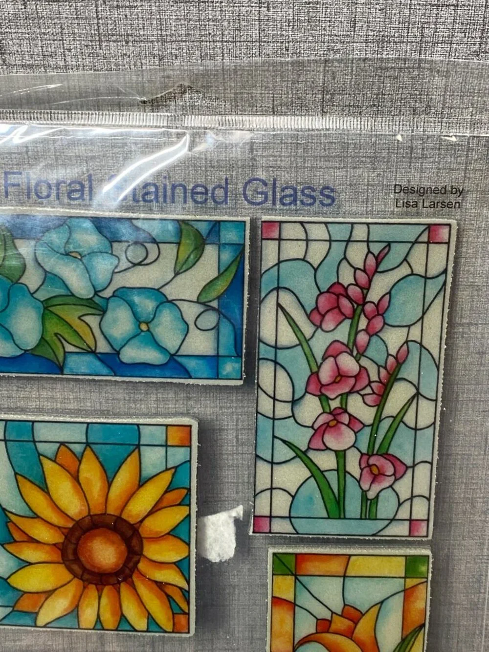 VTG NEW Floral Stained Glass EZ Mount Rubber Stamps Hard To Find New Old Stock